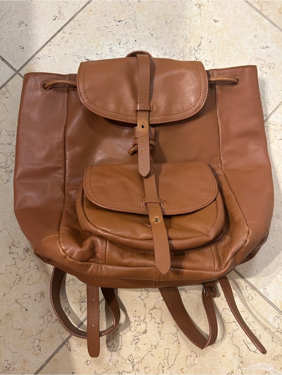 Madewell Leather Backpack in Cognac Brown main image 7
